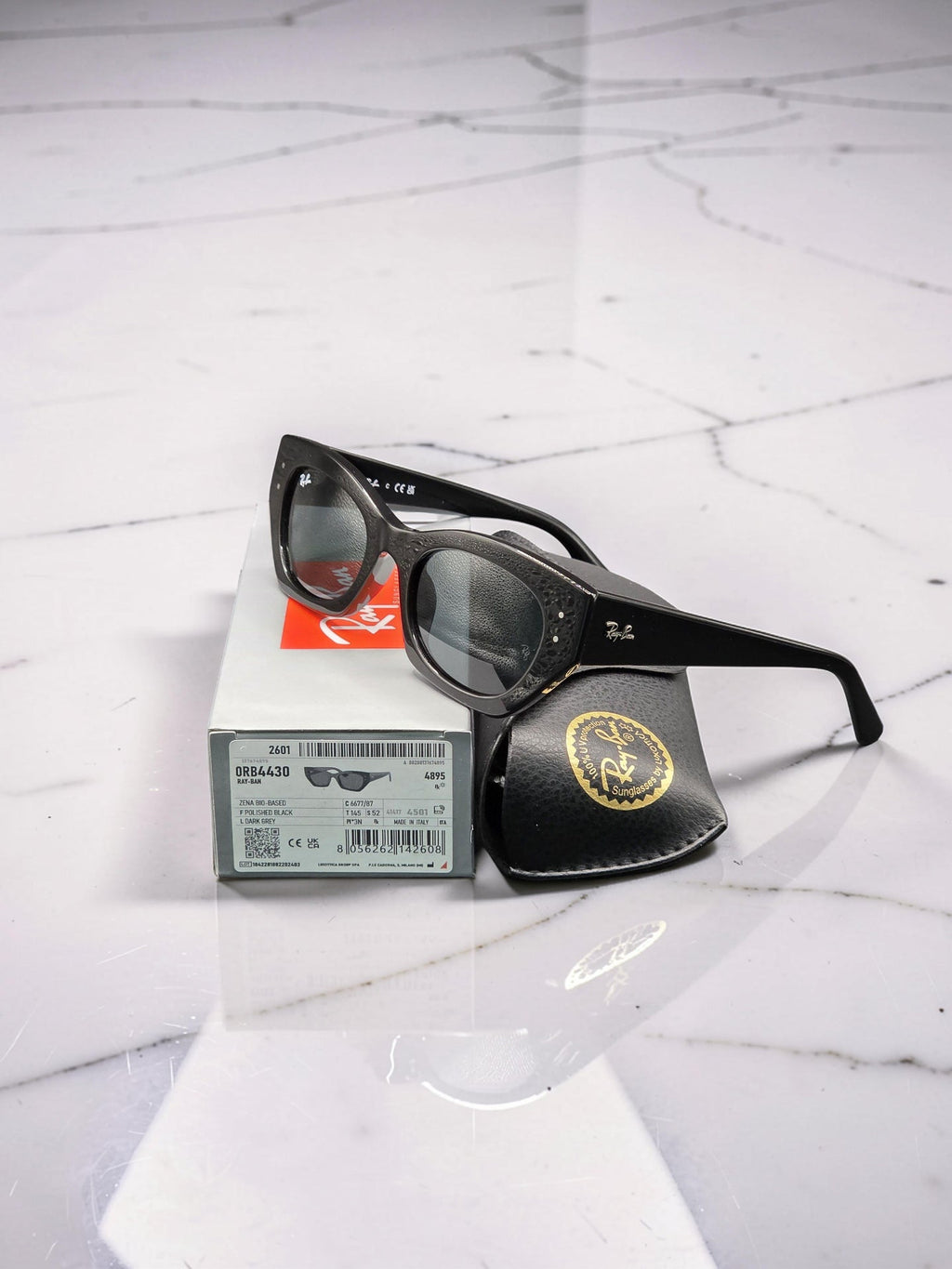 Occhiali da sole 4430 6677/87 Nero Lucido con Lenti Grigie Taglia 52
