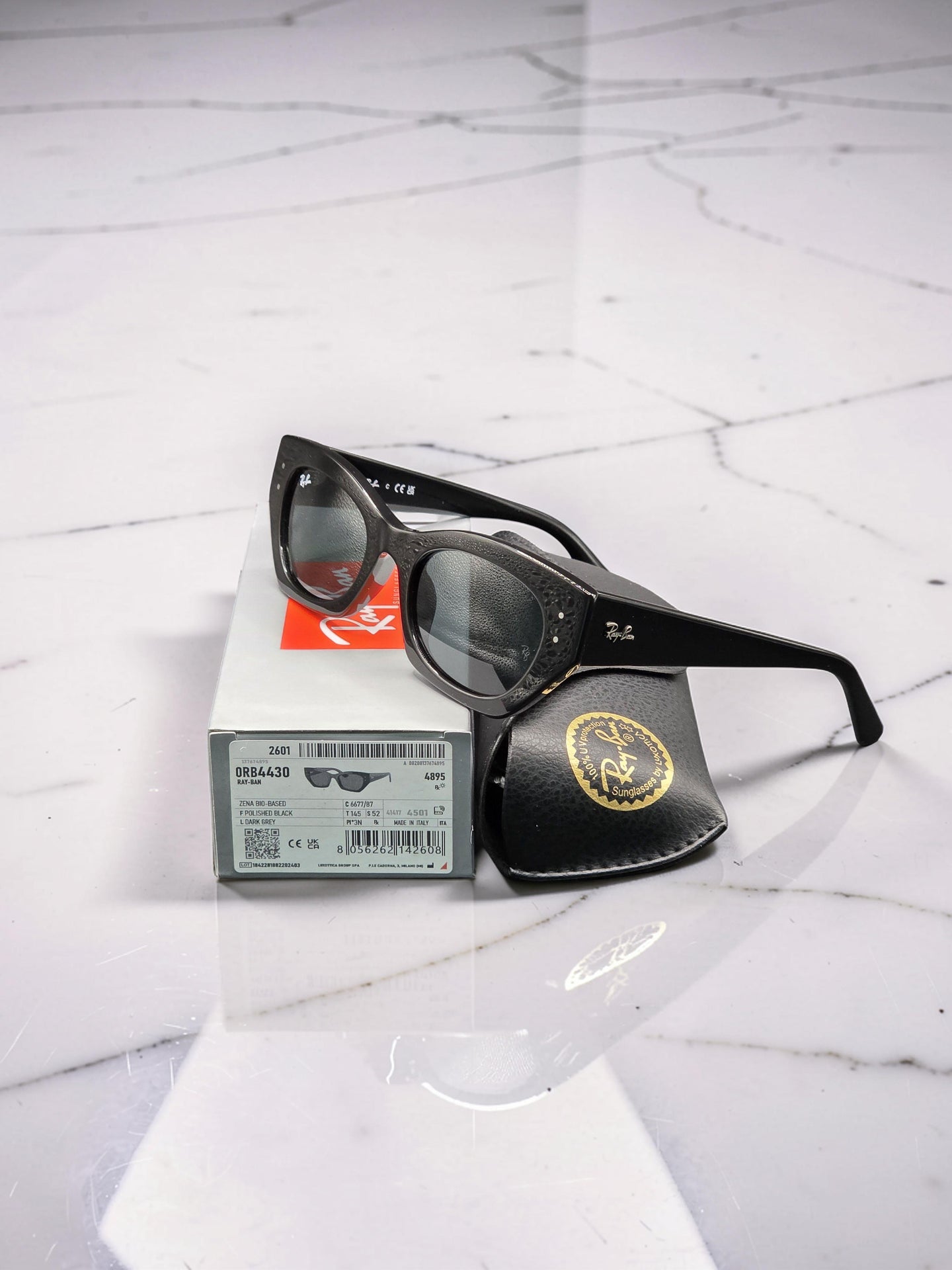 Occhiali da sole 4430 6677/87 Nero Lucido con Lenti Grigie Taglia 52