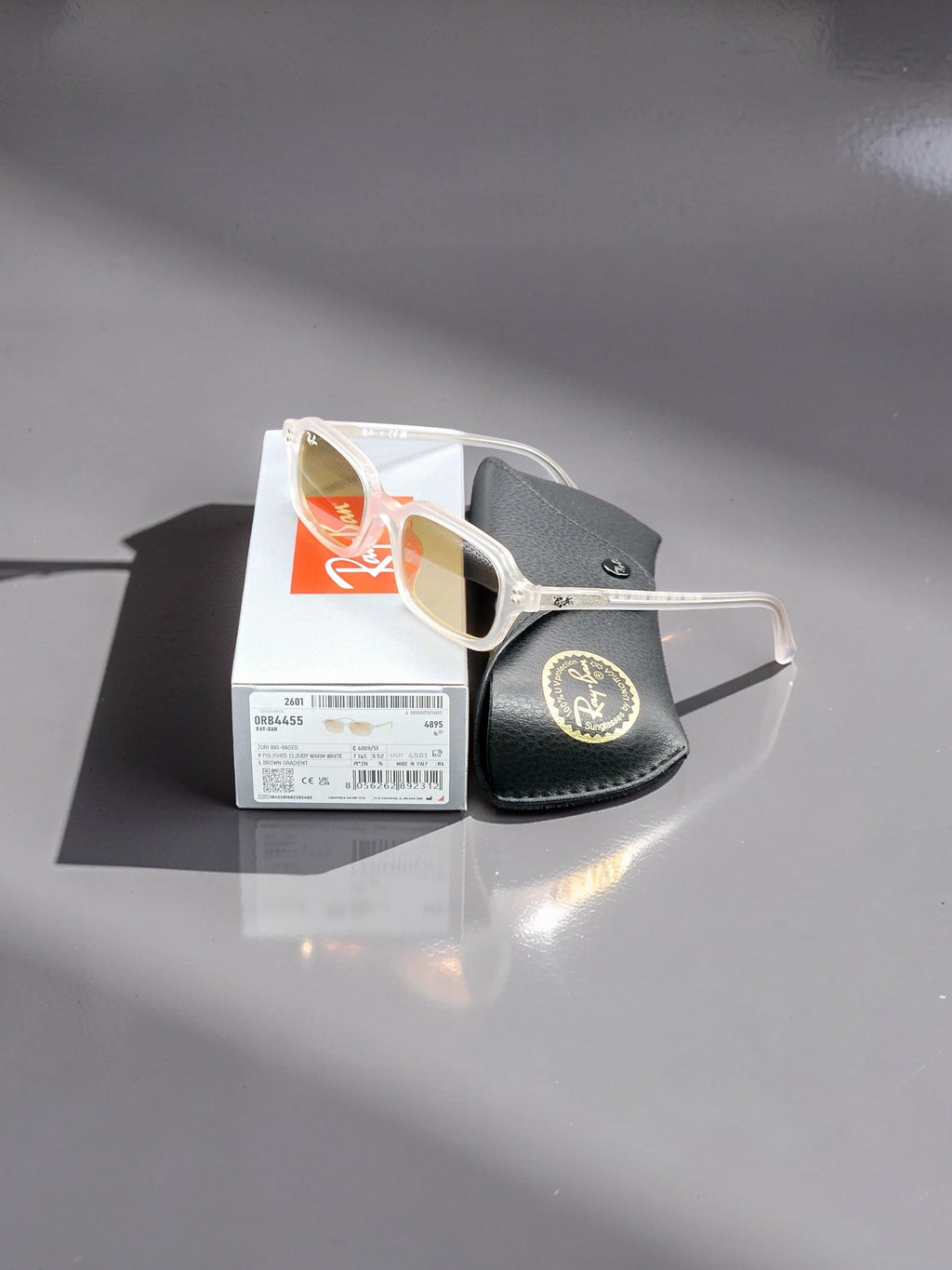 Occhiali da sole 4455 6808/51 Bianco Lucido con Lenti Marroni Sfumate Taglia 52